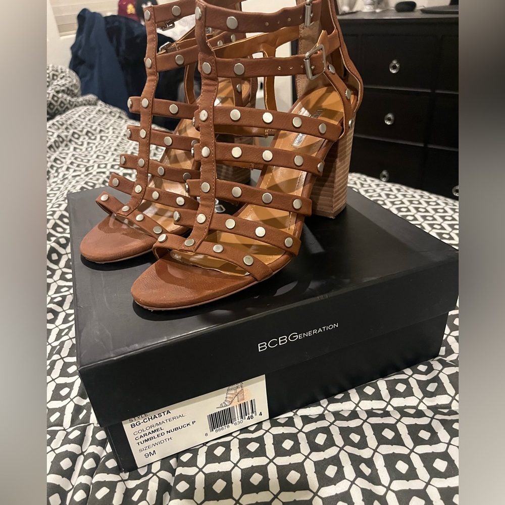 BCBGeneration Brown Strappy Heeled Sandals